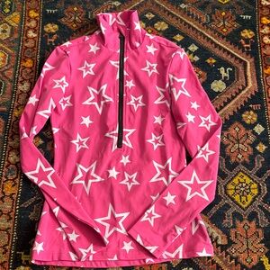 Goldbergh Pink Star Print Quarter-Zip Pullover ski base layer women’s XS